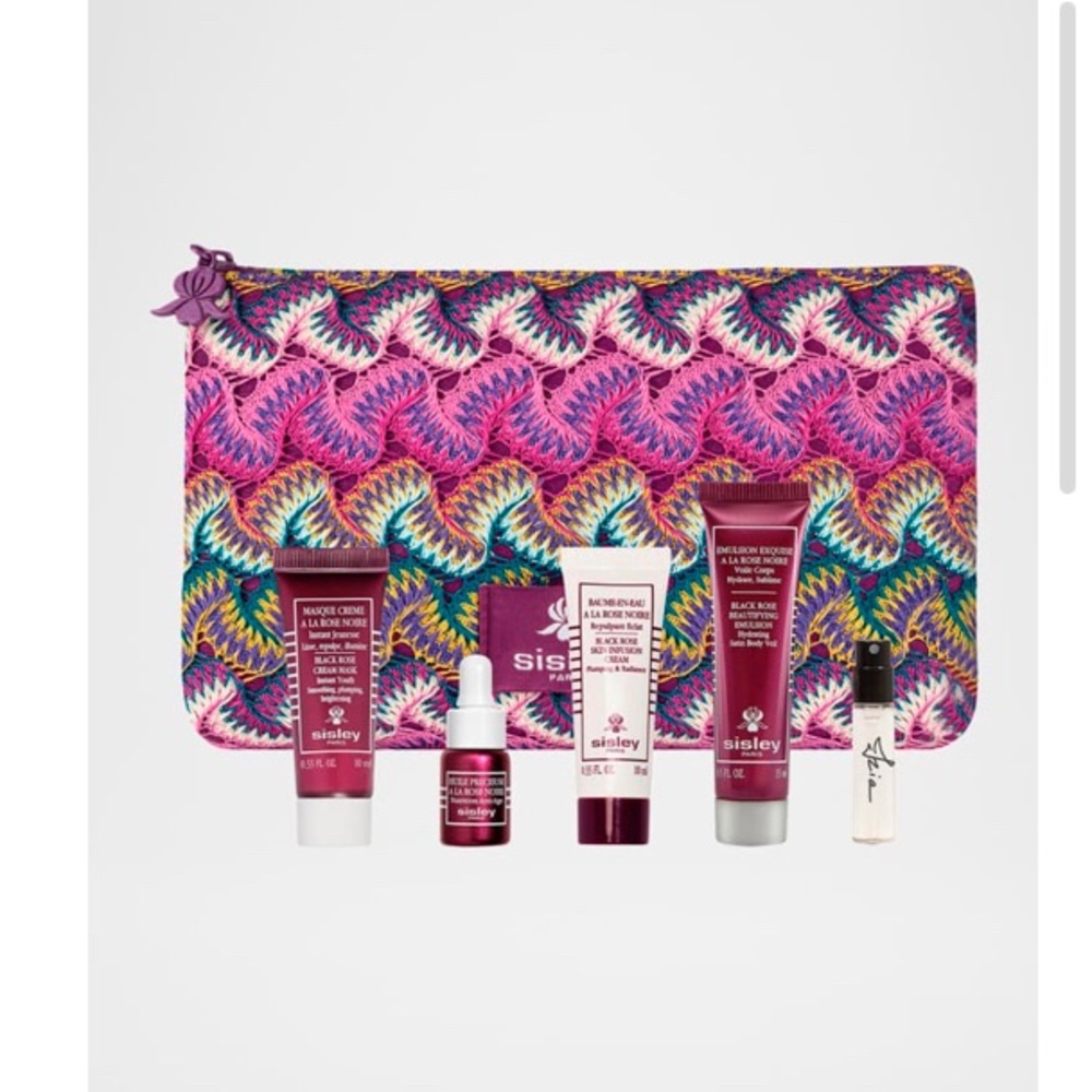 Sisley Multicolor Pink Embroidered Cosmetic Pouch